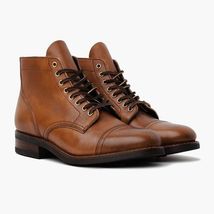Men&#39;s Hand Made Brown Color Cape Toe High Ankle Genuine Leather Boots US 7-16 - £140.58 GBP