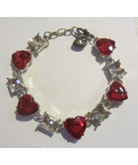 Red Crystal Heart Tennis Bracelet - £13.40 GBP