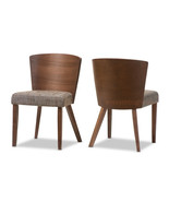 2 &#39;Walnut&#39; Tone Brown Dining Chairs Mid-Century Wood Convex Back Brown F... - $5,967.73 MXN