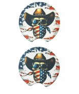 Patriotic Cowboy Skeleton Car Coaster Set New Gift Accessories - $8.00