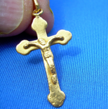 Antique Solid 22k Gold Cross Pendant Rare Find Christianity Charm Roman Artifact - $6,048.78 CAD