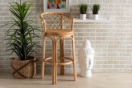 Jacinda Natural Brown Rattan Bar Stool - $401.00