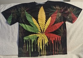 Marijuana Leaf Cannabis Weed Pot Tye Dye Look Rasta T-SHIRT Shirt - £11.58 GBP+