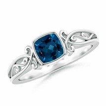 Authenticity Guarantee 
ANGARA Cushion London Blue Topaz Solitaire Ring in 14... - $478.81