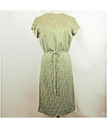 Vtg 60s Womens Cocktail Dress Medium Green Gold Metallic Pattern Short S... - £35.81 GBP