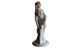 LADY PORCELAIN FIGURINE - Lusterware Elegant Woman Iridescent Pearl Purs... - $195.35 MXN