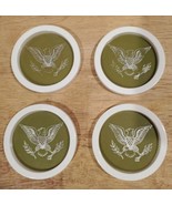Vintage AMERICAN EAGLE Set of 4 AVACADO GREEN STACKING DRINK COASTERS Pl... - £15.14 GBP