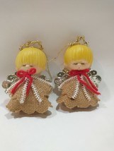 Beautiful Vintage Angel Tree Topper Or Ornament. Plastic Doll Head burla... - $11.87