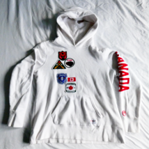 Hudson’s Bay Womens Olympic Hoodie Size Large White Canada Patches Great... - $39.59