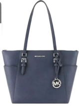 New Michael Kors Charlotte Large Shoulder Tote Saffiano Leather Navy - £85.54 GBP