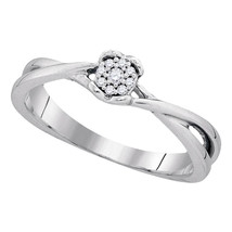 Sterling Silver Round Diamond Cluster Bridal Wedding Engagement Ring 1/12 Ctw - £61.20 GBP