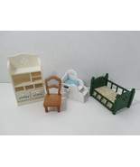 Sylvanian Families Calico Critters green crib nursery cabinet shelf chair stairs - $13.37