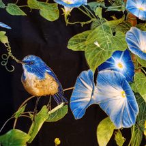Garden Flag, Blue Birds Hummingbird Blue Morning Glory Flowers, Beaded Handmade image 3