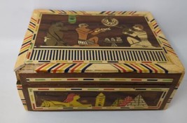 Handmade Egyptian Egypt Mosaic Wood Inlay Abalone Jewelry Trinket Box Ma... - $18.25