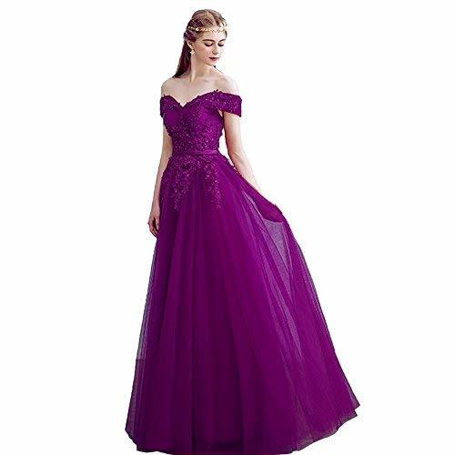 Plus Size Off The Shoulder Beaded Lace Prom Evening Dresses Purple US 20W