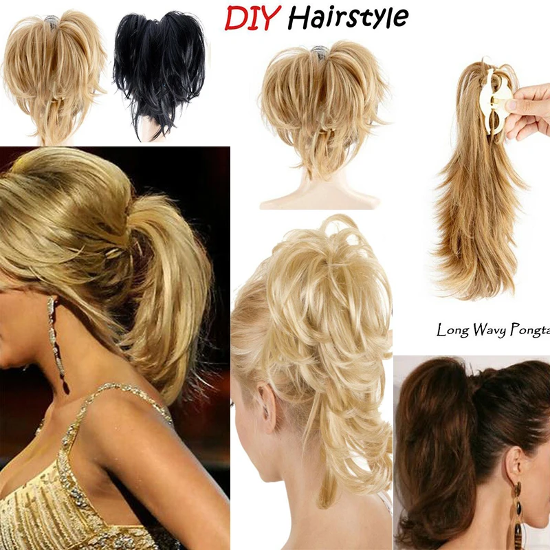 1pcs Messy Bun Ponytail Hair Extension Synthetic Adjustable &amp; Customizable Updo - £19.14 GBP