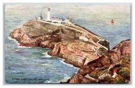 Stack Lighthouse Holyhead Wales UK UNP Raphael Tuck DB Postcard  W8 - $6.88