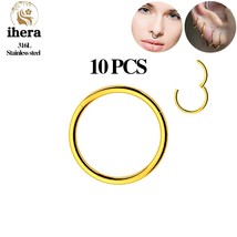 10PCS Stainless Steel Nose Rings Septum Piercing Clicker Hinged Segment Clips Ho - £17.14 GBP