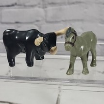 VTG Lincoln Logs Animals Black Steer Gray Horse Animal Figurines Lot Of 2 - £9.27 GBP