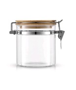 Joy Jolt ~ 19 Oz. ~ Clear Glass Storage Jar ~ Locking Wood Lid ~ Stainle... - €25,68 EUR
