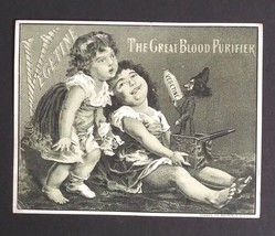 Vegetine Girls w/ Jack in the Box Victorian Advertising Trade Card c1880s - £11.79 GBP