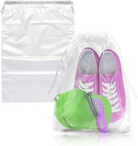 100 Clear Drawstring Bags 12&quot; x 18&quot; Travel Shoe Bags 2 mil Waterproof - £25.61 GBP