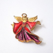 Vintage Christopher Radko Christmas Flying Angel Pin Enamel Metal Holida... - $19.77