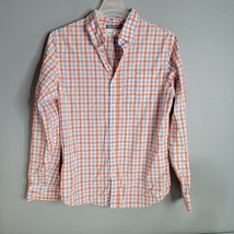 Old Navy Button Down Shirt Mens Medium Orange Blue White Gingham Check S... - £11.20 GBP