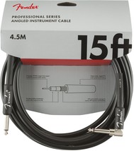 Genuine Fender Professional Series Instrument Cables, Straight/Angle, 15', Black - $48.99