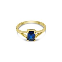 10k Gold Ring Blue CZ Birthstone Women Band Size 7 - £106.83 GBP