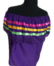 Purple Women Size XXL Off-Shoulder Ruffle Lace Ribbon Folkloric Fiesta D... - $16.95