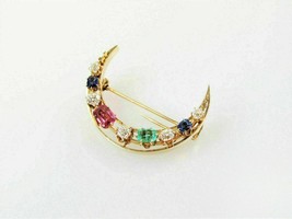 3.00Ct Oval Cut Simulated Sapphire Brooch Pin Gold Plated 925 Silver - £148.60 GBP