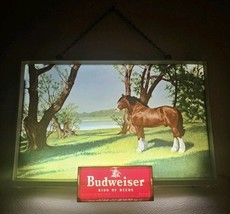 Budweiser Clydesdale Horse Lighted Beer Sign Vintage 1950s WORKS 20&quot;x14&quot;... - $395.01
