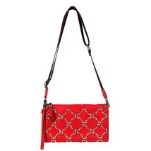 Montana West Crossbody Clutch Red Genuine Leather Crystals and Studs NEW - £21.23 GBP