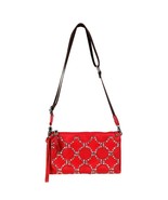 Montana West Crossbody Clutch Red Genuine Leather Crystals and Studs NEW - $37.03 CAD