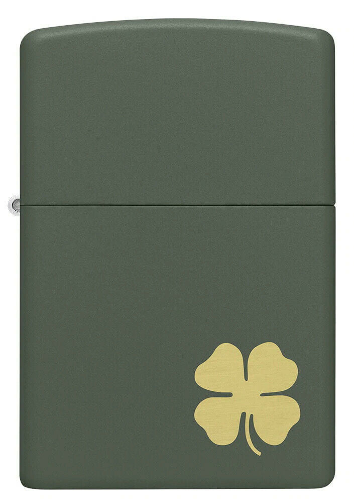 Zippo Lighter - Four Leaf Clover Laser Engraved Green Matte - 49796 - $25.16