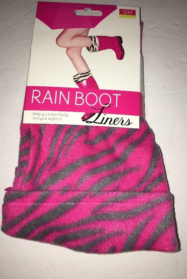 Rain Boot Liners-Pink Zebra-Size S/M 5-7-Keep Your Toes Toasty-SHIPS N 24 HR