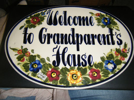 Mexican Ceramic Pottery Handpainted Welcome to Grandparent&#39;s House Wall ... - $43.29