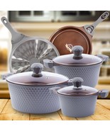 Ceramic Diamond Pots And Pans Sets- 8Piece Nonstic Kitchen Cookware Alum... - $188.99