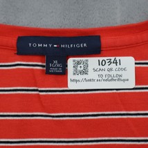 Tommy Hilfiger Shirt Women XL Red Lightweight Casual Striped Short Sleeve V-Neck - £18.18 GBP