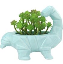 VanEnjoy 6 Inch Blue Dinosaur Succulent Planter Cute Ceramic Dino *PLANT... - $14.95