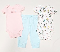 12M Carter 3 pc Set Pink Bodysuit Blue Pants Butterflies&#39; Mommys Little Sweetie&#39; - £7.12 GBP