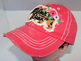 Mama Bear Embroidered 4350 District Cap Hat With Hook Loop Back Red Dist... - $11.99