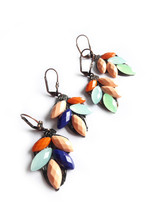 Everyday Earrings, Blue Orange Earrings, Multicolor Earrings, Green Earr... - $337.22 MXN