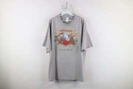 Vintage 90s Streetwear Mens 2XL Distressed American Bald Eagle T-Shirt Gray USA - £39.10 GBP