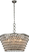 Chandelier NORDIC Contemporary 6-Light Antique Silver Crystal Clear Royal-Cut - £875.32 GBP