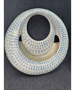 Vintage Ceramic Wall Pocket Blue Basket Weave Round Shaped Planter 8.25”... - £6.06 GBP