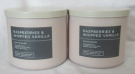 White Barn Bath &amp; Body Works 3-wick Candle Lot 2 Raspberries &amp; Whipped Vanilla - £51.53 GBP