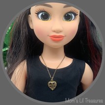 Gold Tone Filigree Heart Pendant Doll Necklace • 18 inch Fashion Doll Jewelry - £6.19 GBP