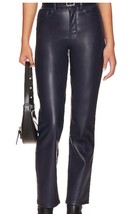 Good American Women&#39;s Dark Blue Better The Leather Good Icon Pants 2/26 ... - $51.41